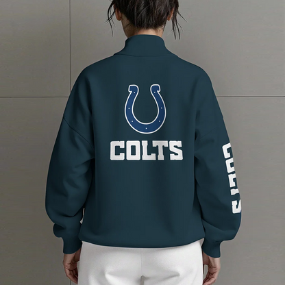 IND X NFL Women Plain Color Zip Up Long Sleeve Sweatshirt NAK NHT