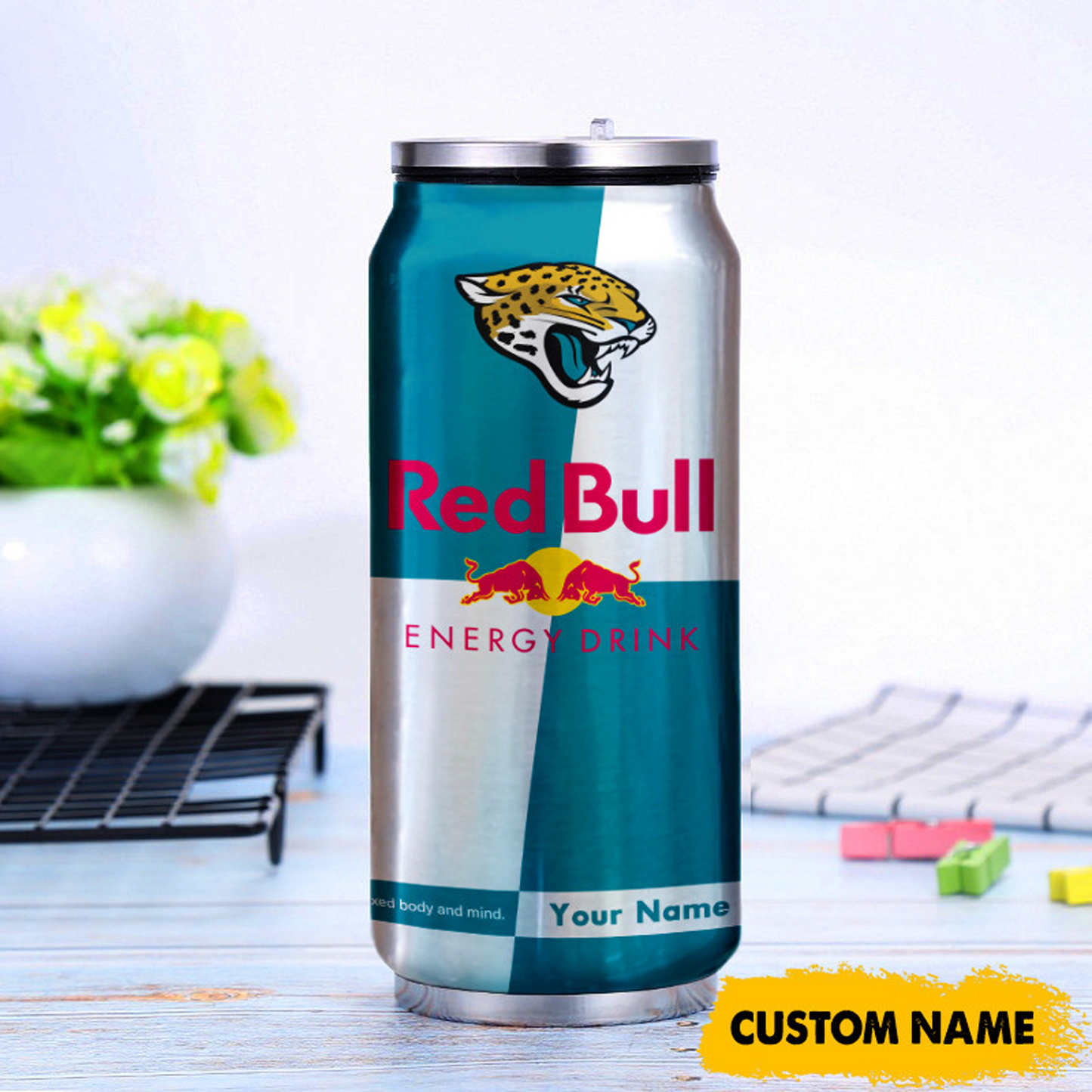 JAC x NFL Mix RedB Drink Can Tumbler Custom Any Name DATND TANTD