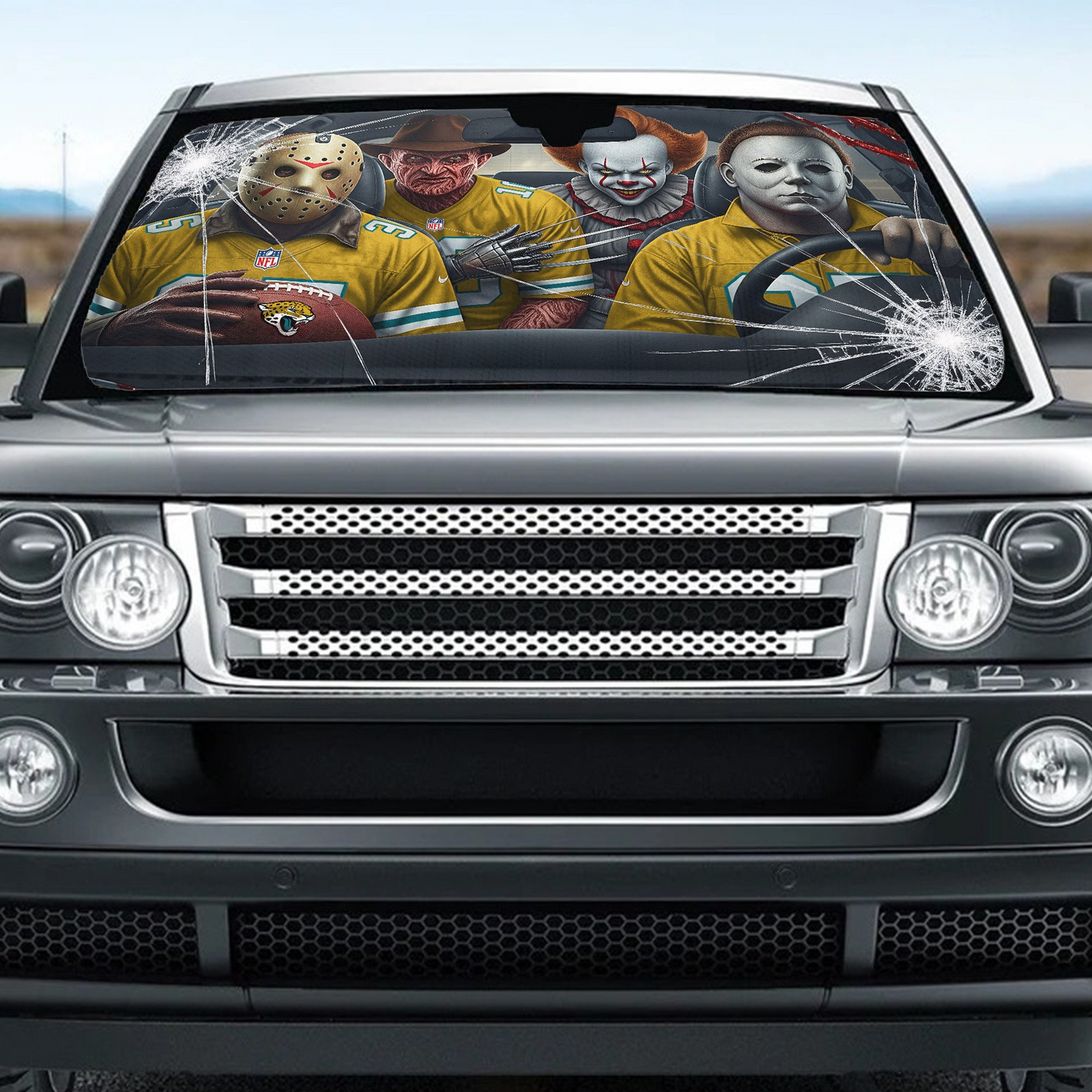 JJ x NFL Horror Car Sunshade For Fan DDT CTND