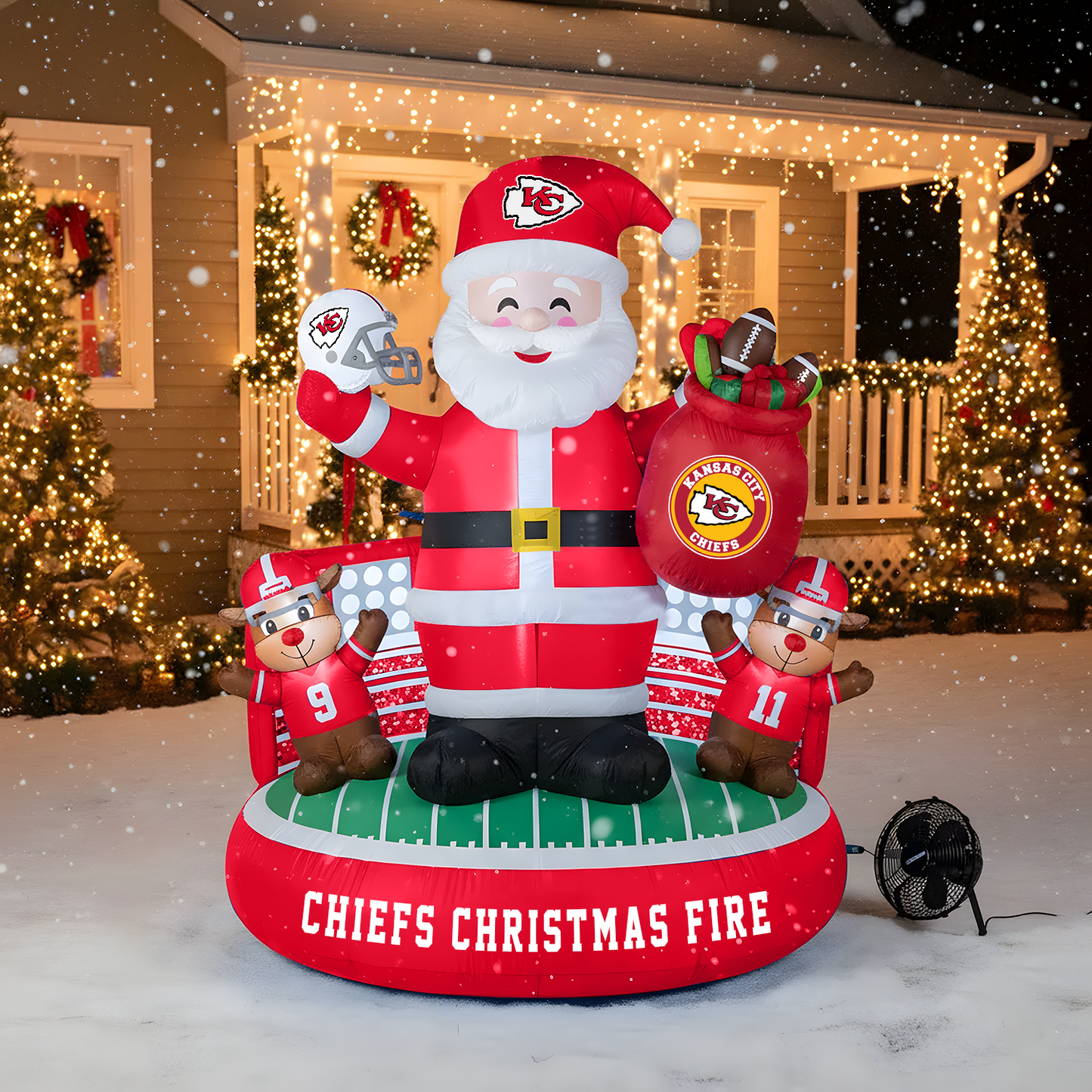 KC X NFL Christmas Inflatable Team-Themed Santa & Reindeer NAK NHT