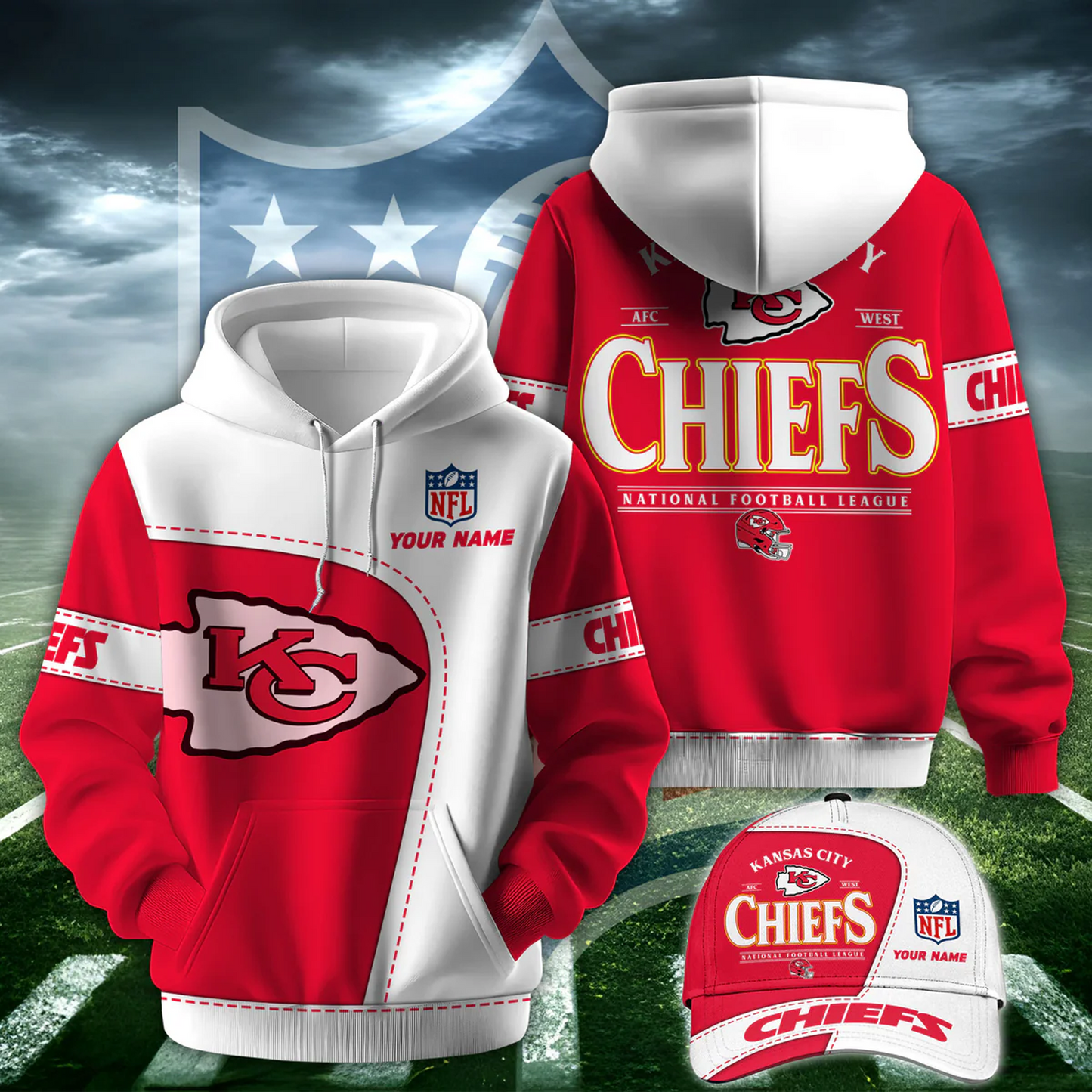 KC X NFL Classic Logo Limited Edition Hoodie And Cap NAK NHT