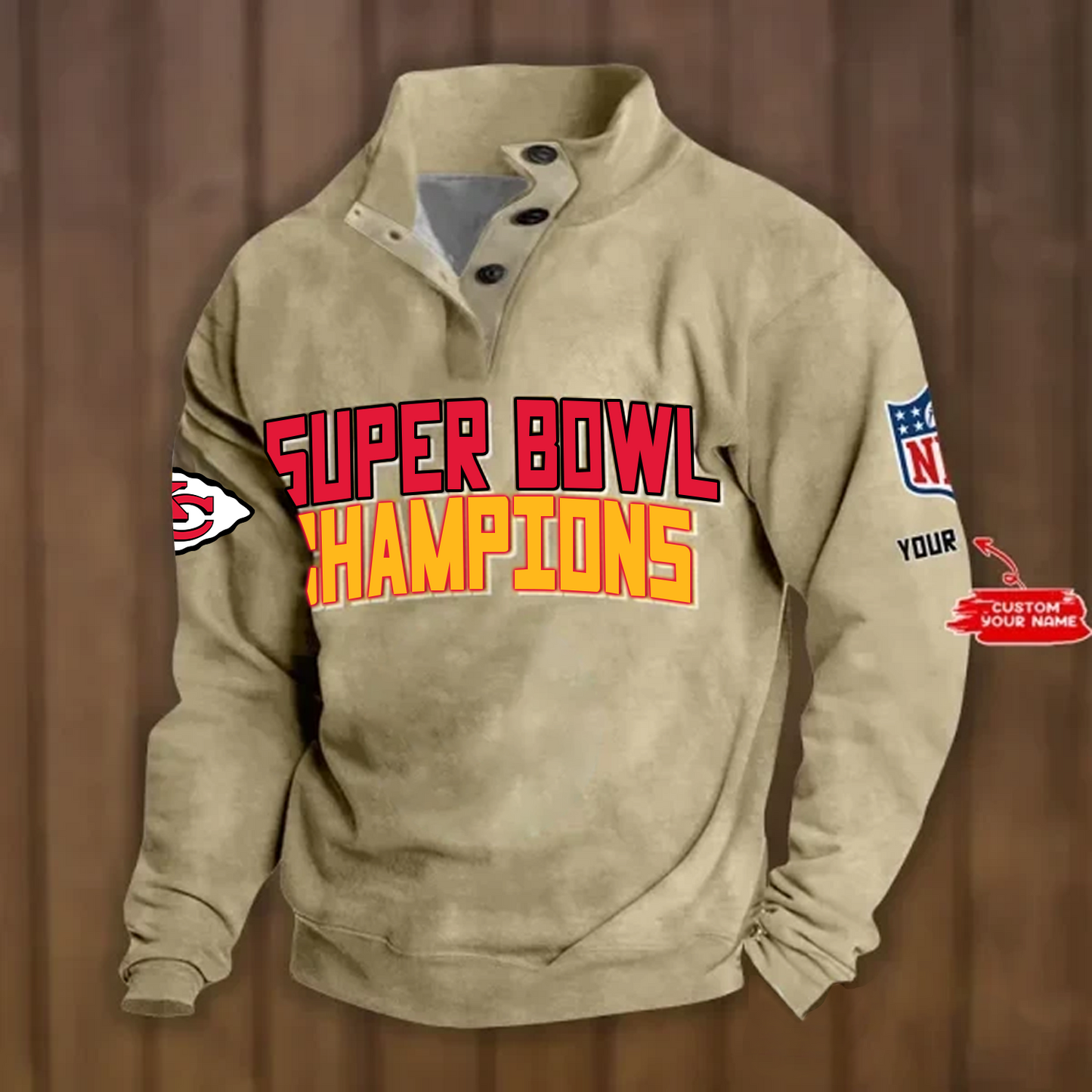 KC x NFL Double Breasted Stand Collar Hoodies DATND TANTD