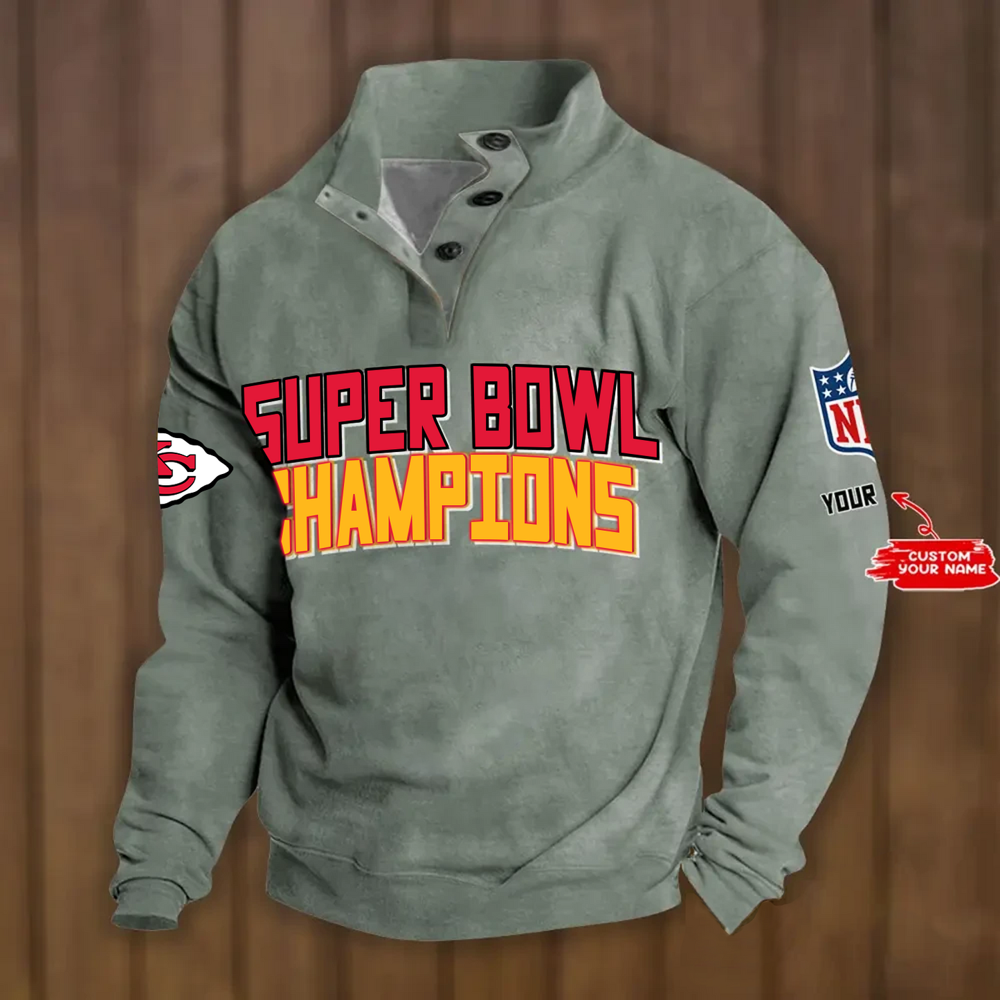 KC x NFL Double Breasted Stand Collar Hoodies DATND TANTD