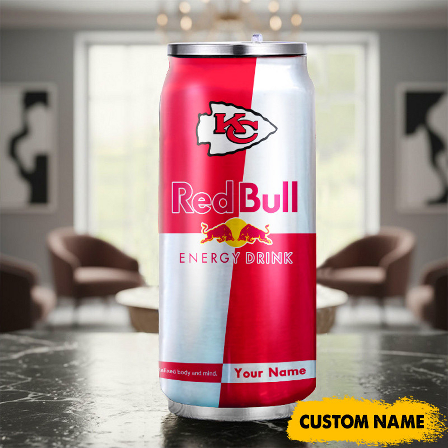KC x NFL Mix RedB Drink Can Tumbler Custom Any Name DATND TANTD
