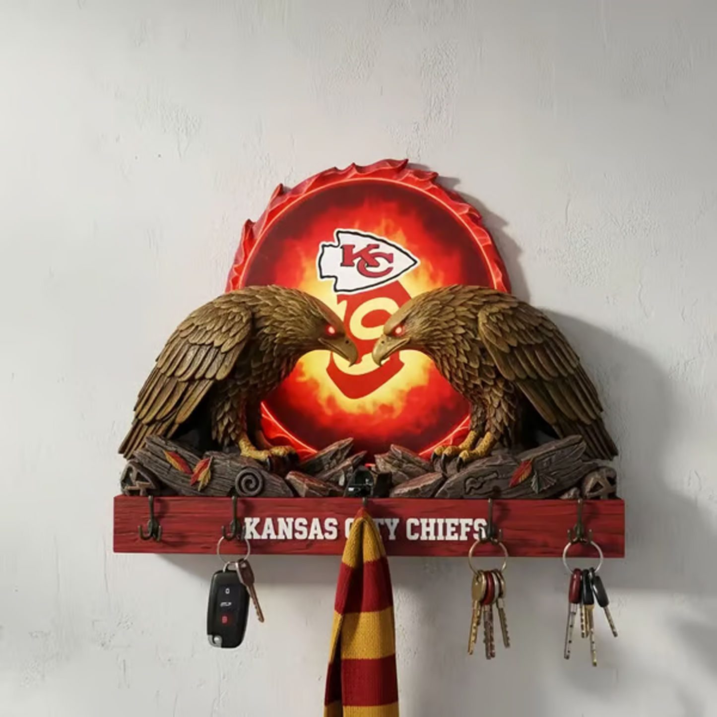 KC X NFL Originality Verification Football Team Wall Key Holder NAK THUONGNH