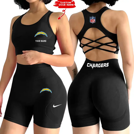 LAC x NFL 2-PCS Women's Seamless Yoga Set Sexy Sport Bra High Waist Sports Shorts DATND TANTD