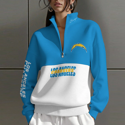 LAC X NFL Women Plain Color Zip Up Long Sleeve Sweatshirt NAK NHT