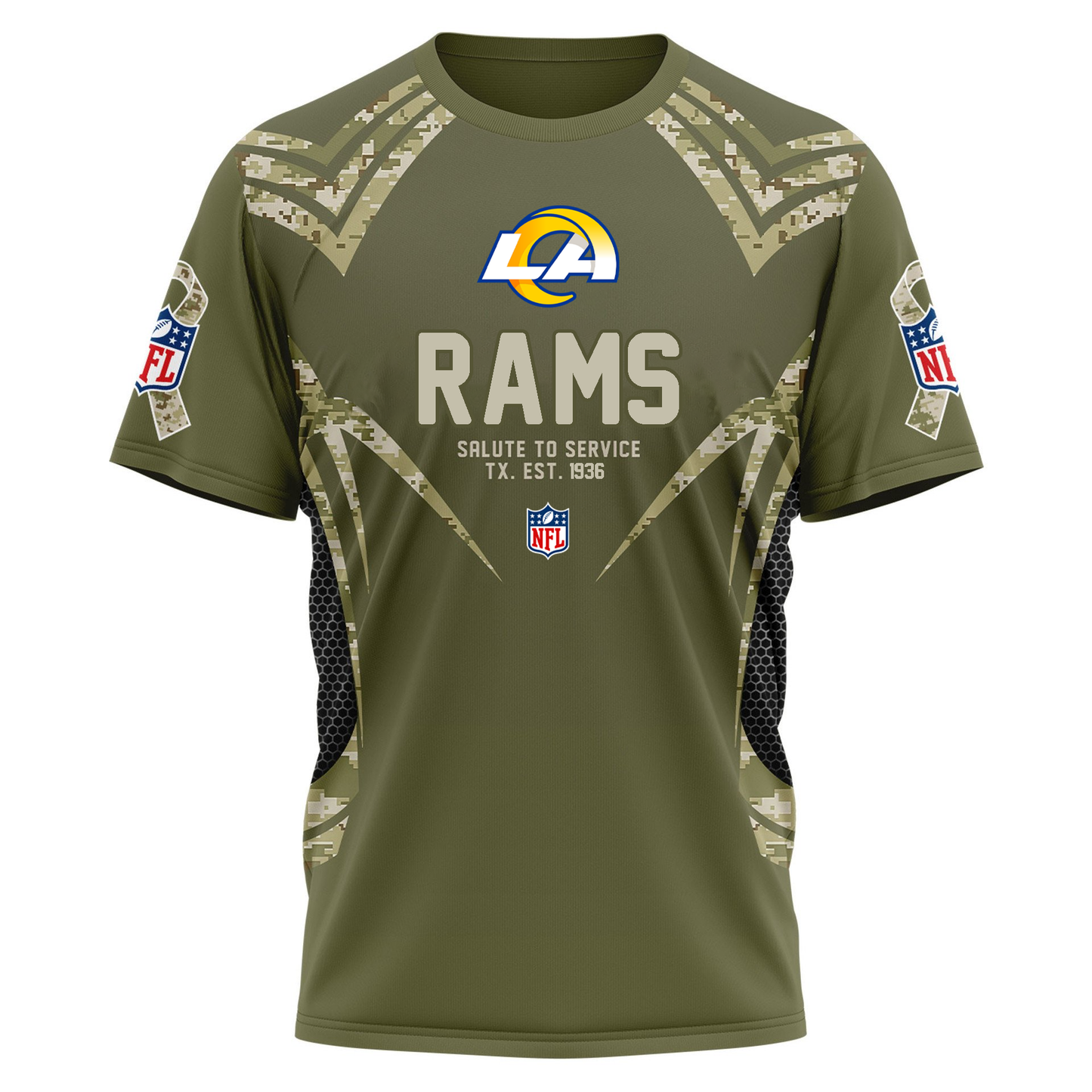 LAR Premium NFL Salute to Service Camo 3D Shirt DDT CTND