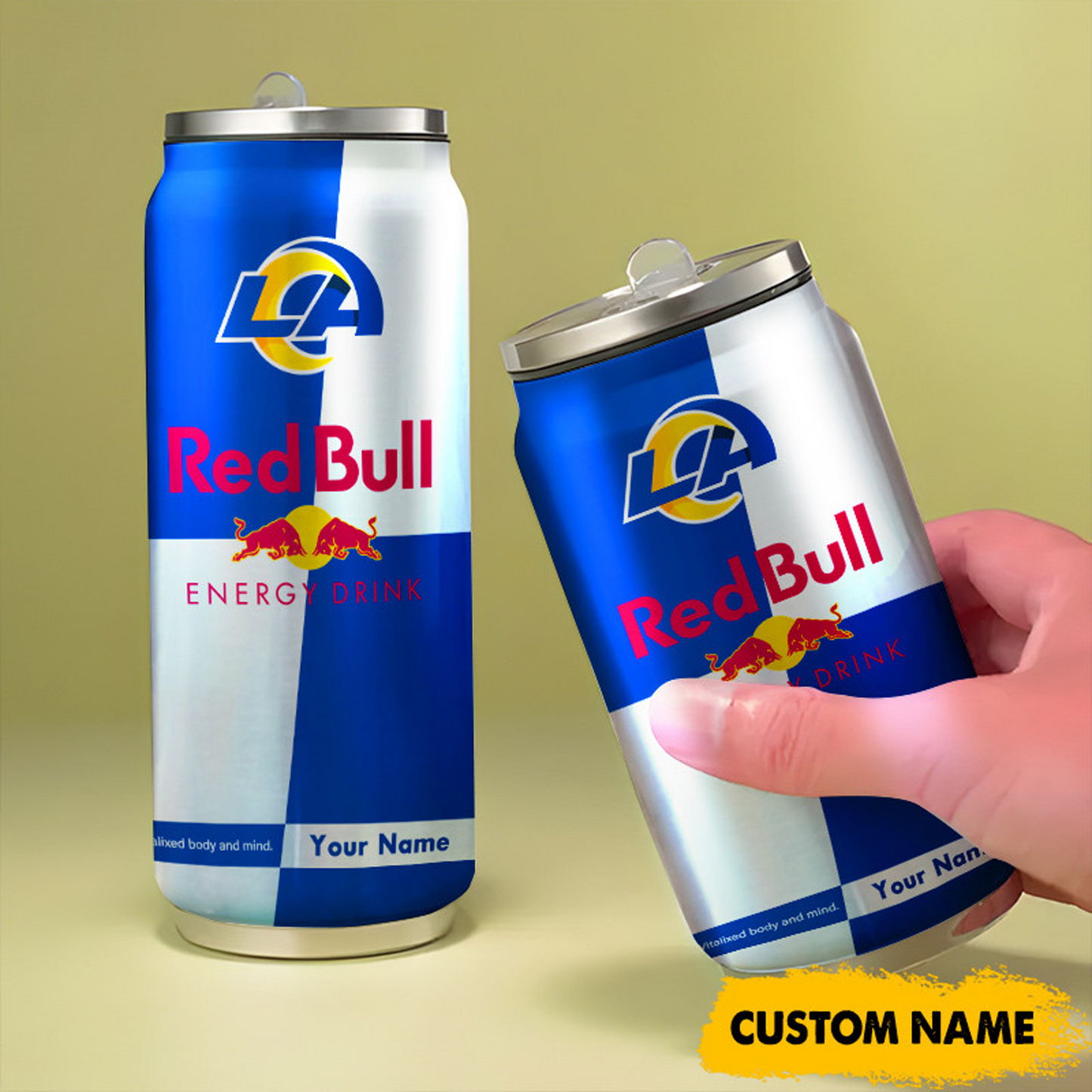 LAR x NFL Mix RedB Drink Can Tumbler Custom Any Name DATND TANTD