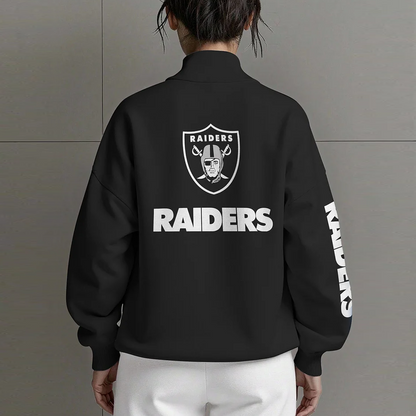LV X NFL Women Plain Color Zip Up Long Sleeve Sweatshirt NAK NHT