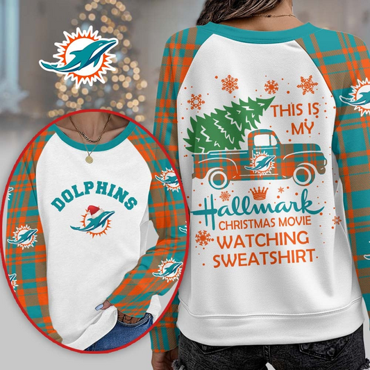 MD Premium NFL Cozy Round Neck Raglan Sleeve Sweatshirt DDT CTND