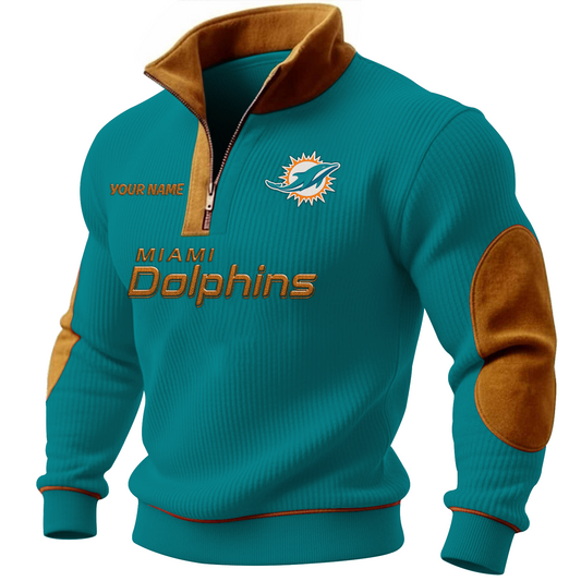 MIA x NFL PREMIUM LONG ZIP POLO SHIRT DATND TANTD