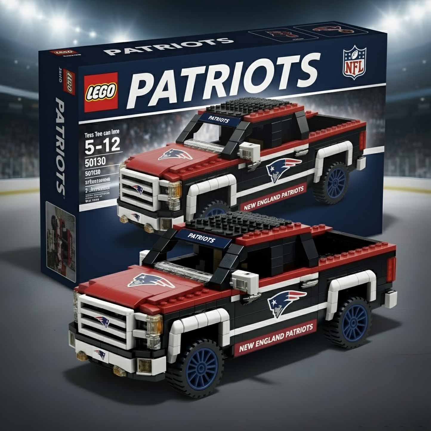 NE  x NFL 3D Racing Truck Model Building Block Set V1 NAK NHT