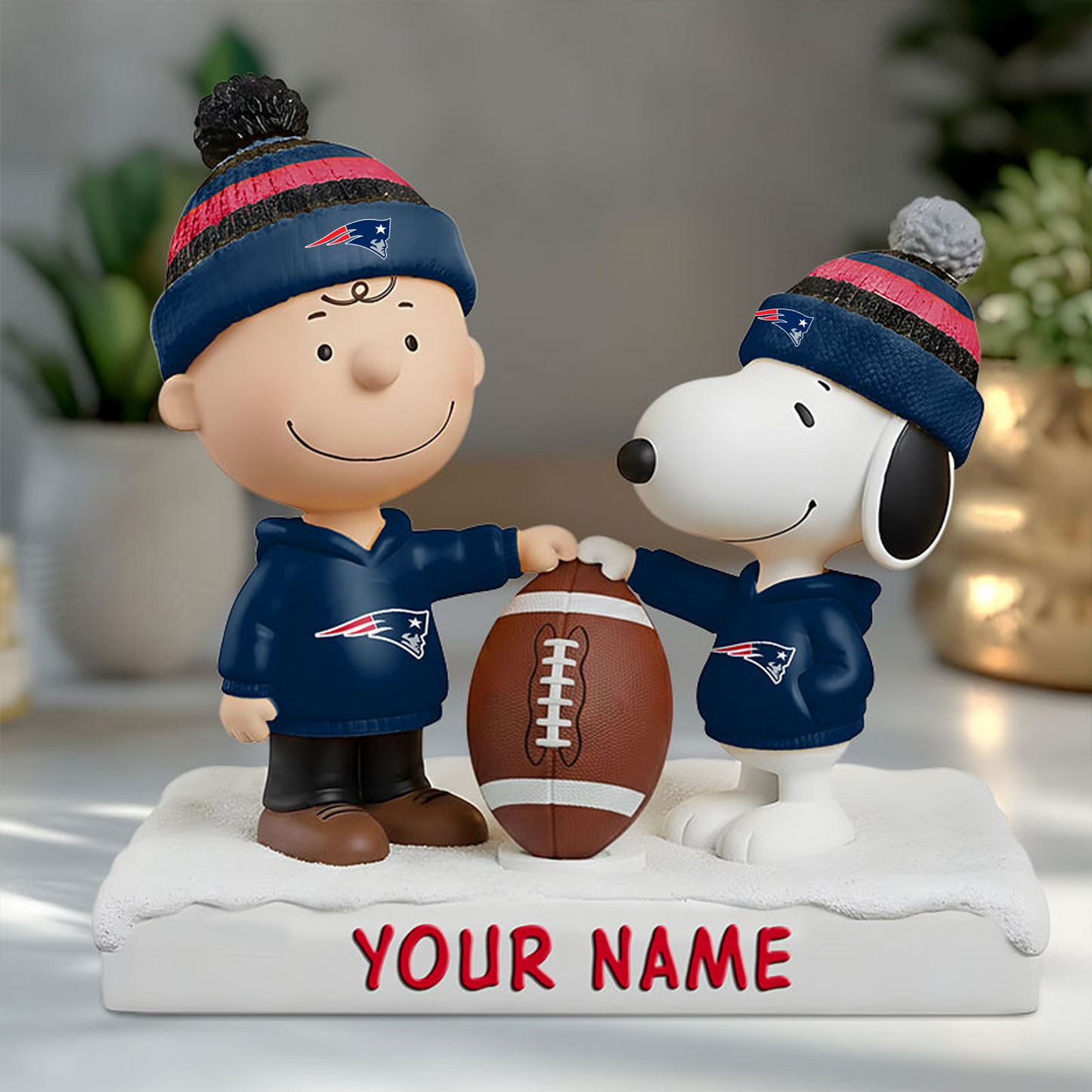 NE X NFL And SnooPy Acrylic Block Plaque Custom Name Gifts NAK NHT