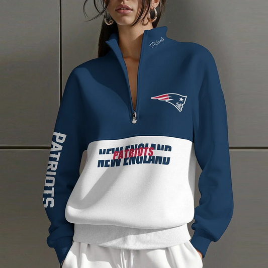 NE X NFL Women Plain Color Zip Up Long Sleeve Sweatshirt NAK NHT