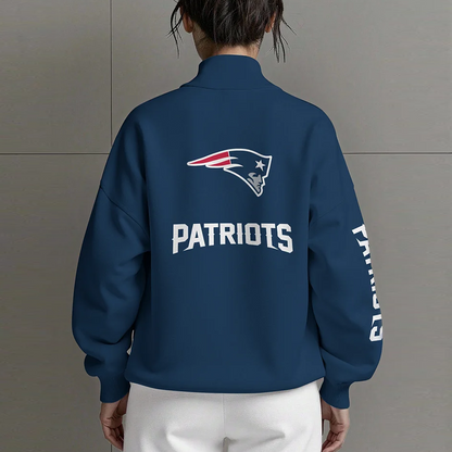 NE X NFL Women Plain Color Zip Up Long Sleeve Sweatshirt NAK NHT