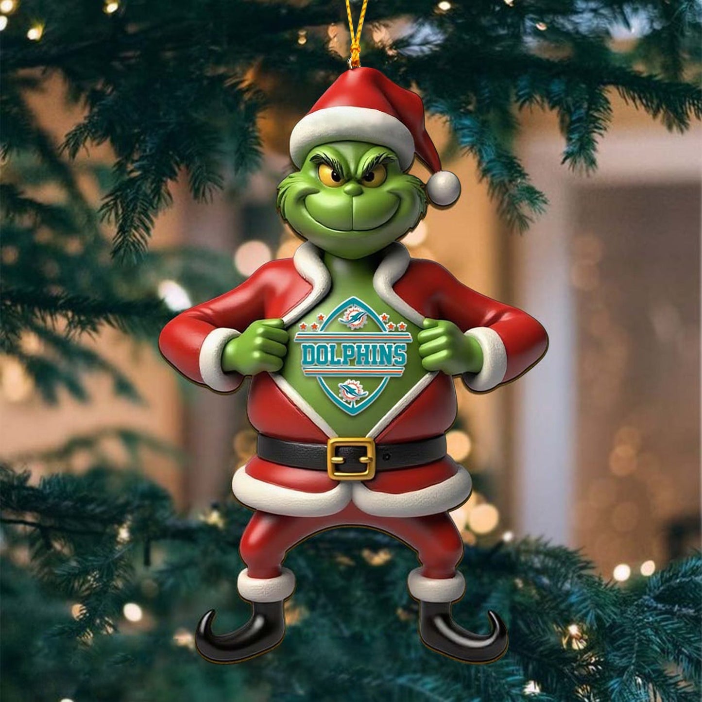 NFL MIA The Grinch x Christmas Acrylic Ornament Gift For Fan NDT NHM