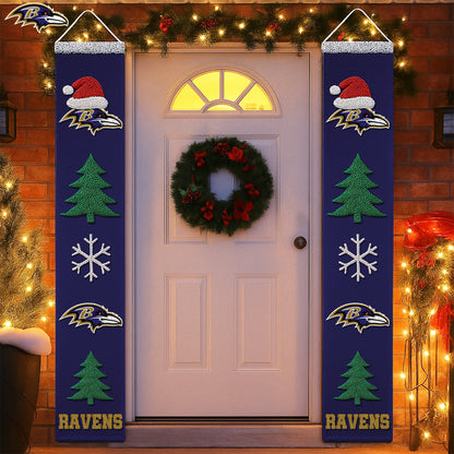 NFL x BAL Merry Christmas Porch Sign HLP HLPHUONG