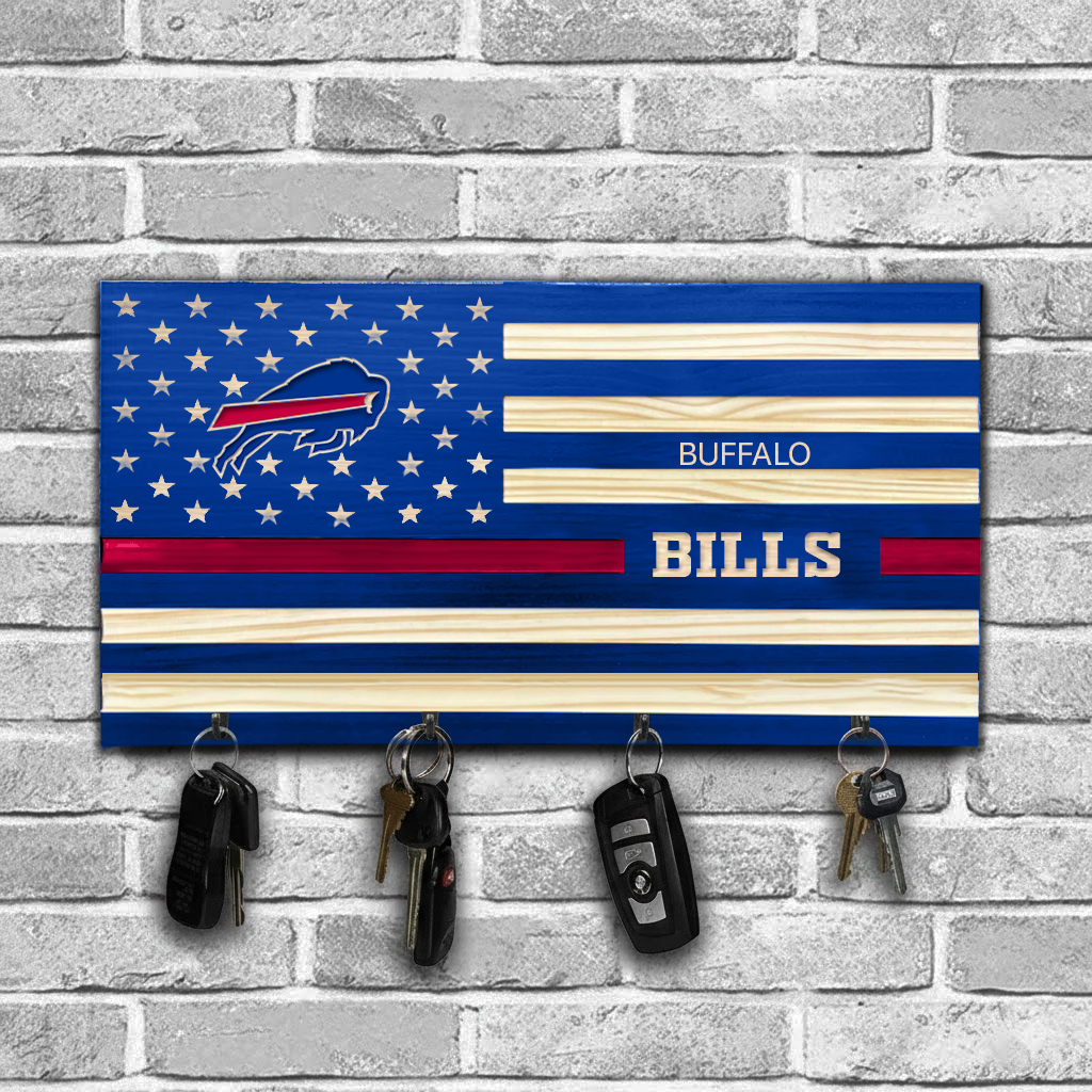NFL x BUF American Football Team Wooden Key Holder HLP HLPHUONG