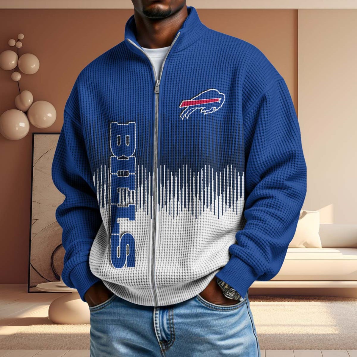 NFL x BUF BiColour Waffle Zipper Jacket HLP HLPHUONG