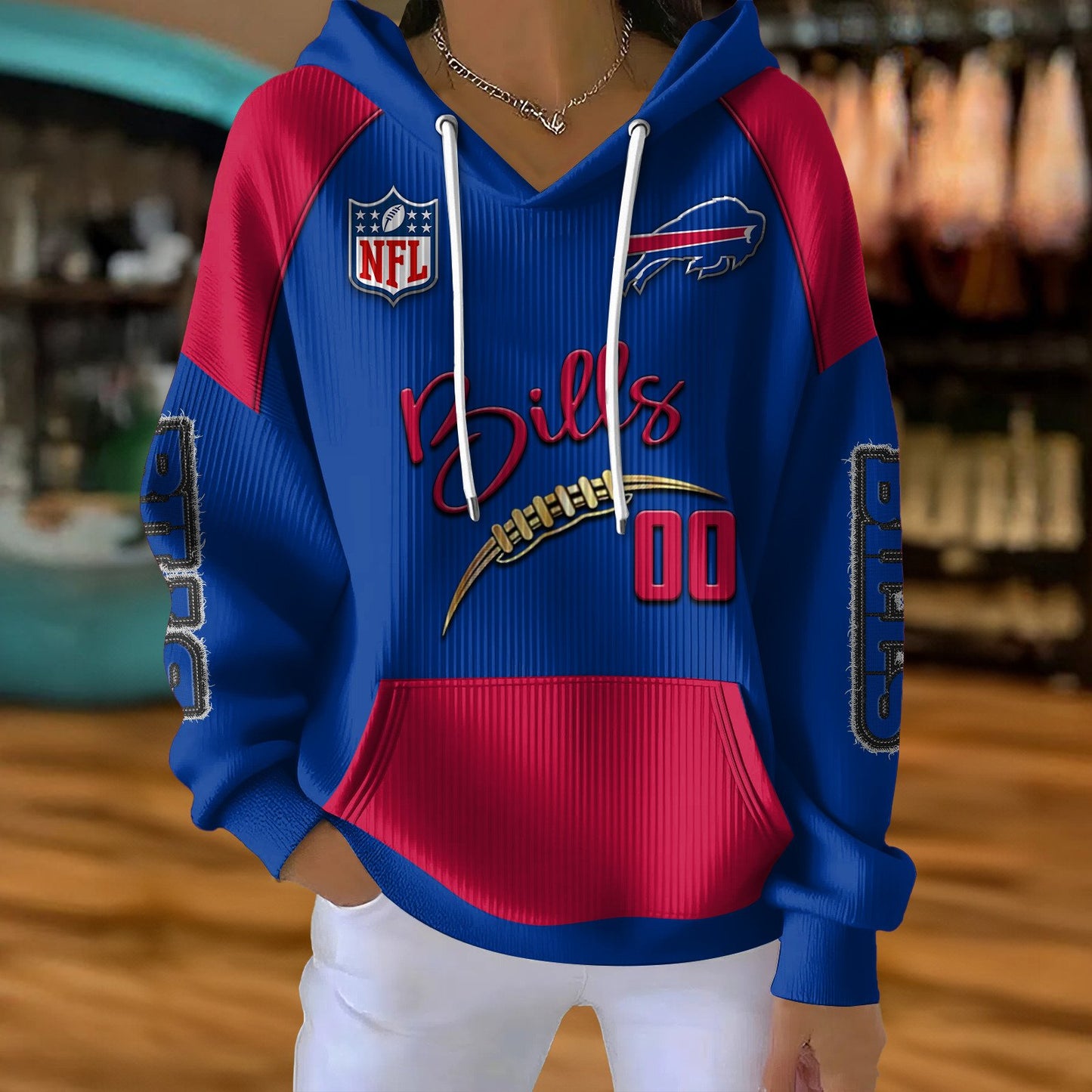 NFL x BUF Football Women's Hooded Sweater HLP HLPHUONG