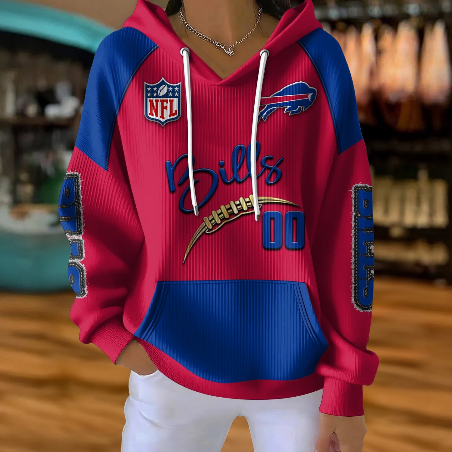 NFL x BUF Football Women's Hooded Sweater HLP HLPHUONG