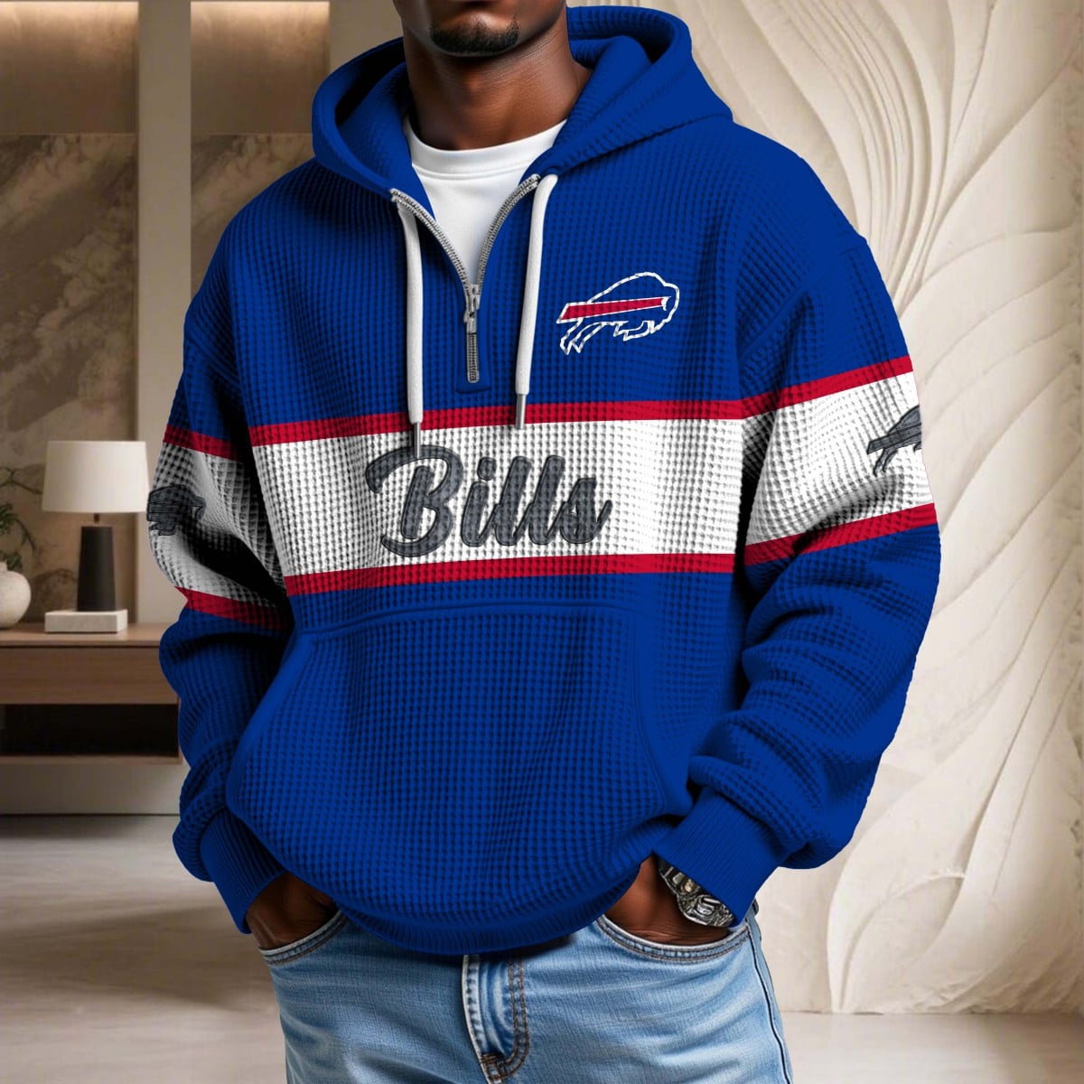 NFL x BUF Waffle Half Zip Hoodie HLP HLPHUONG