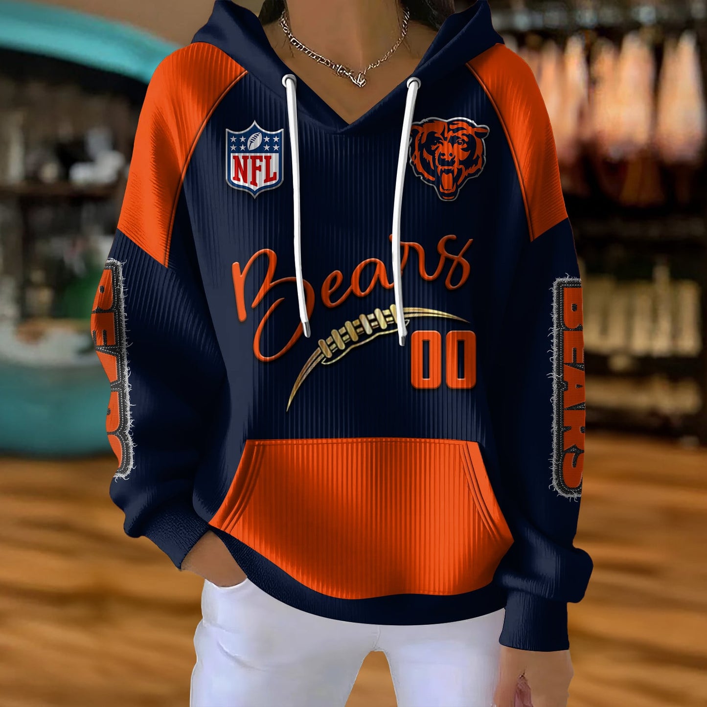 NFL x CHI Football Women's Hooded Sweater HLP HLPHUONG