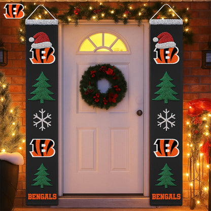NFL x CIN Merry Christmas Porch Sign HLP HLPHUONG