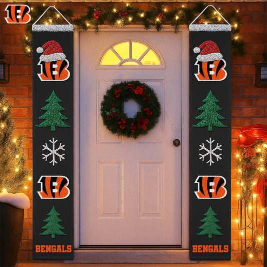 NFL x CIN Merry Christmas Porch Sign HLP HLPHUONG