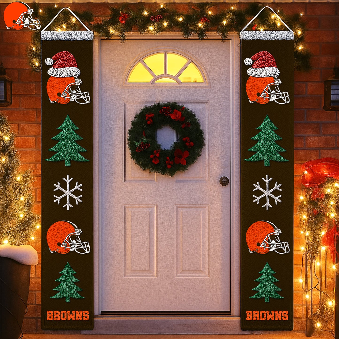 NFL x CLE Merry Christmas Porch Sign HLP HLPHUONG