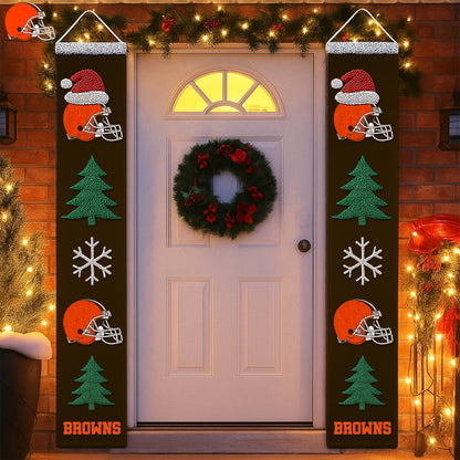 NFL x CLE Merry Christmas Porch Sign HLP HLPHUONG