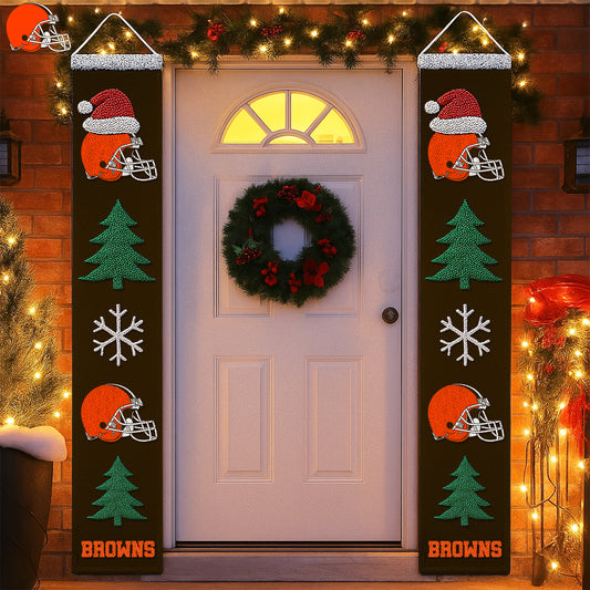 NFL x CLE Merry Christmas Porch Sign HLP HLPHUONG