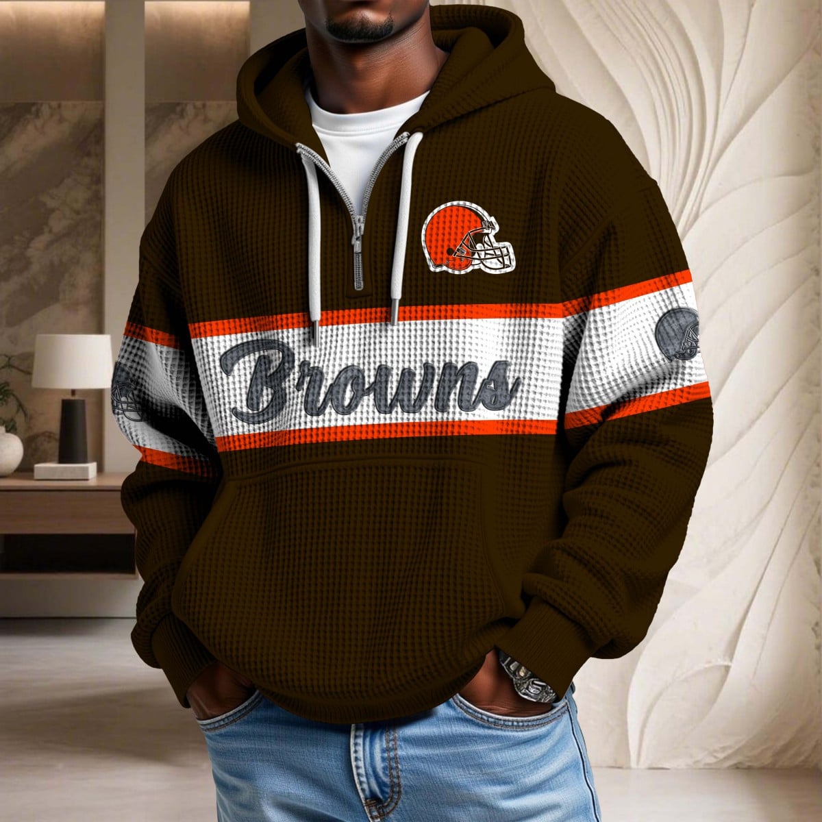 NFL x CLE Waffle Half Zip Hoodie HLP HLPHUONG