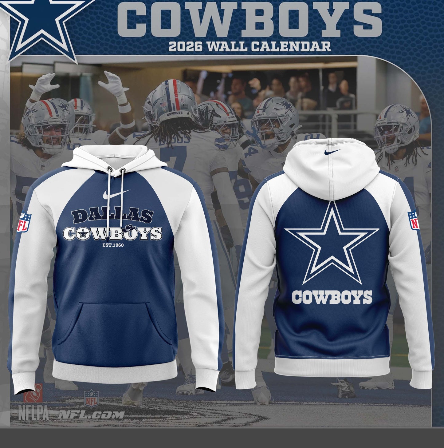 NFL x DAL EST 1960 White Blue 3D Hoodie HLP HLPHUONG