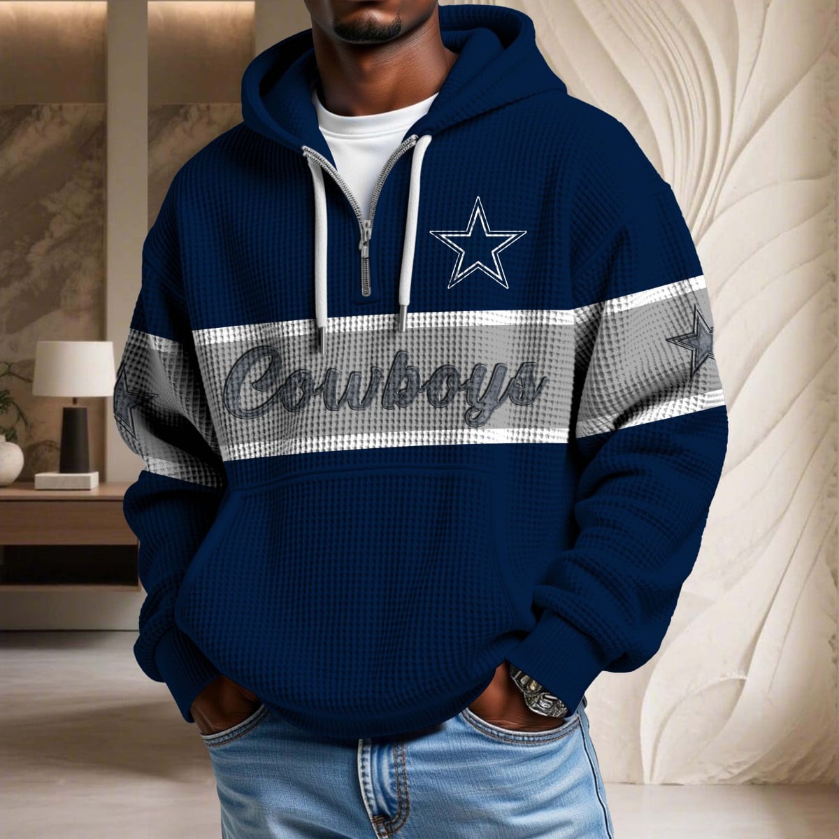 NFL x DAL Waffle Half Zip Hoodie HLP HLPHUONG