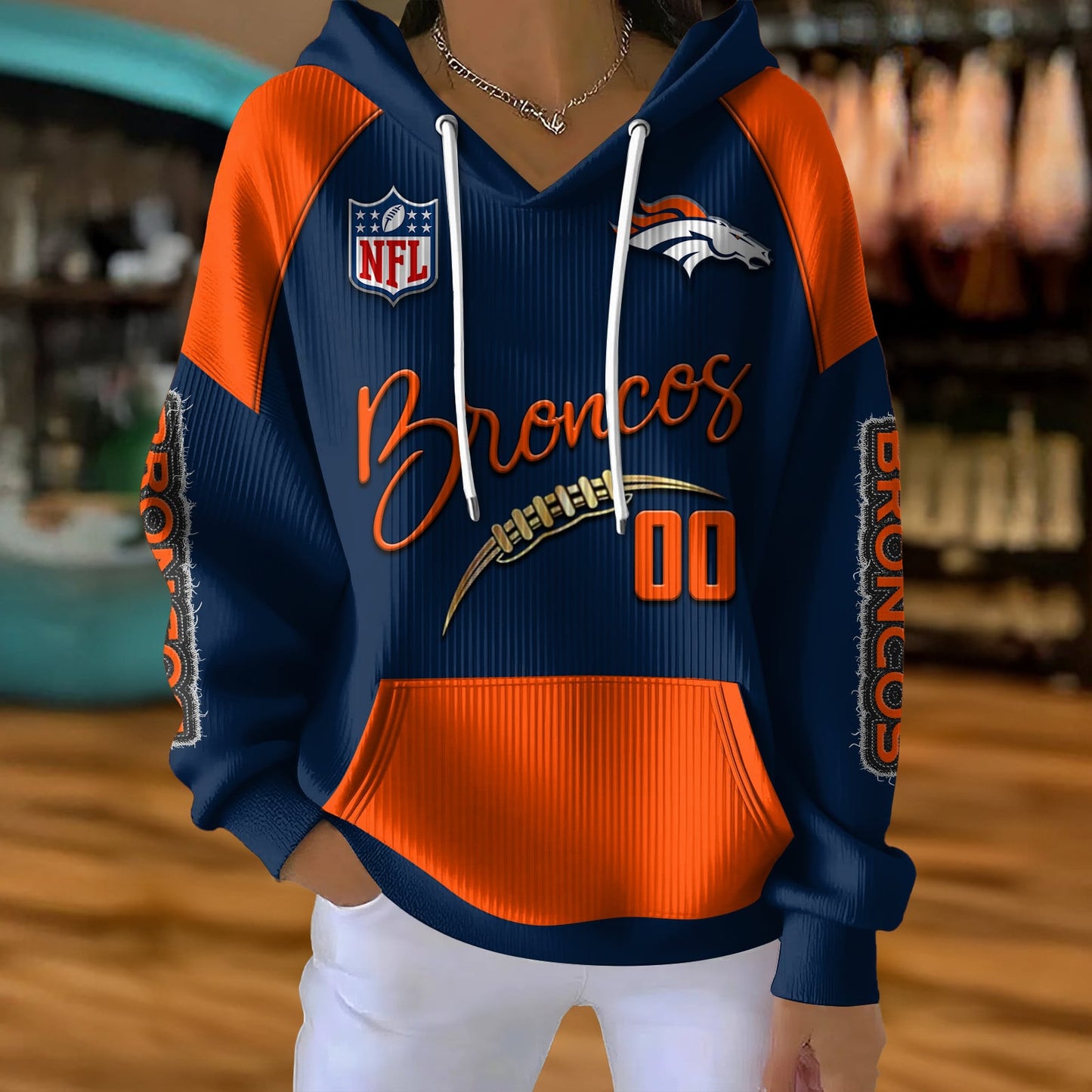 NFL x DEN Football Women's Hooded Sweater HLP HLPHUONG