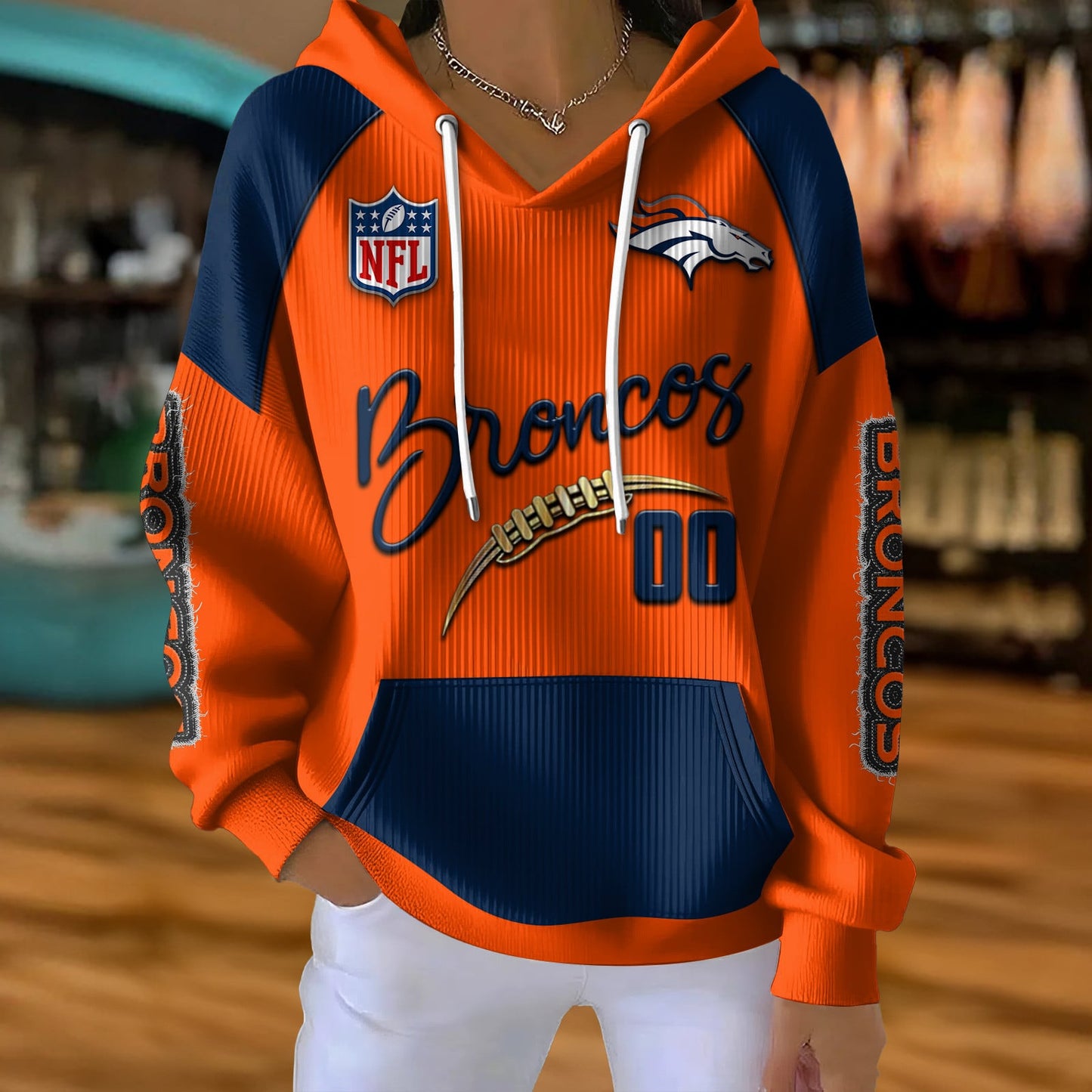 NFL x DEN Football Women's Hooded Sweater HLP HLPHUONG