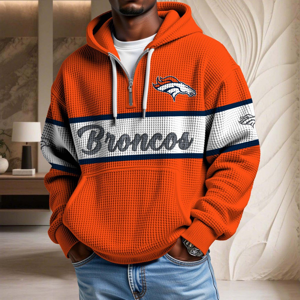 NFL x DEN Waffle Half Zip Hoodie HLP HLPHUONG