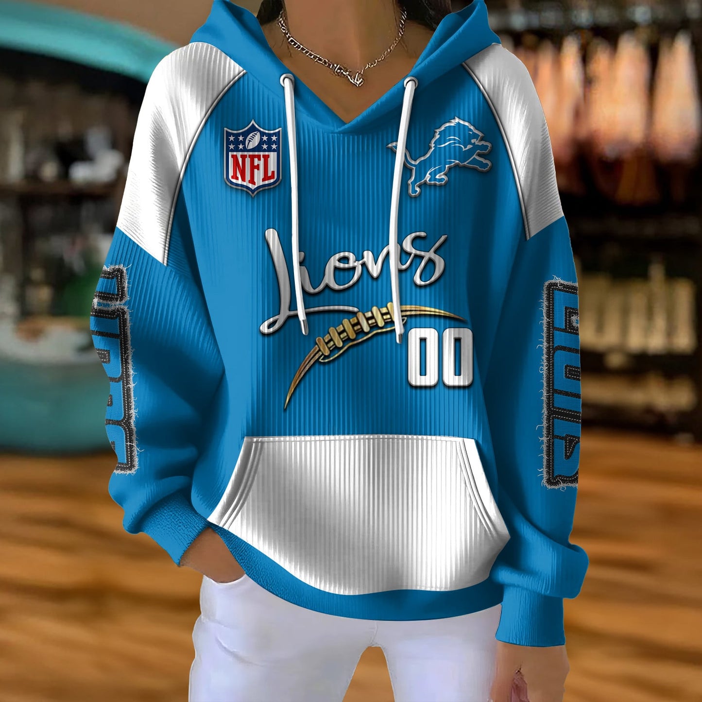 NFL x DET Football Women's Hooded Sweater HLP HLPHUONG