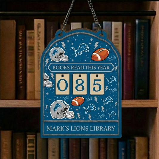 NFL x DET Personalized Wooden Book Tracker HLP HLPHUONG