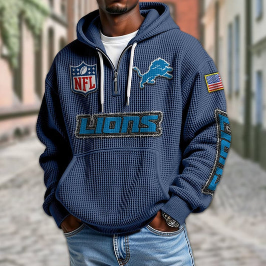 NFL x DET Waffle Half Zip Hoodie HLP HLPHUONG