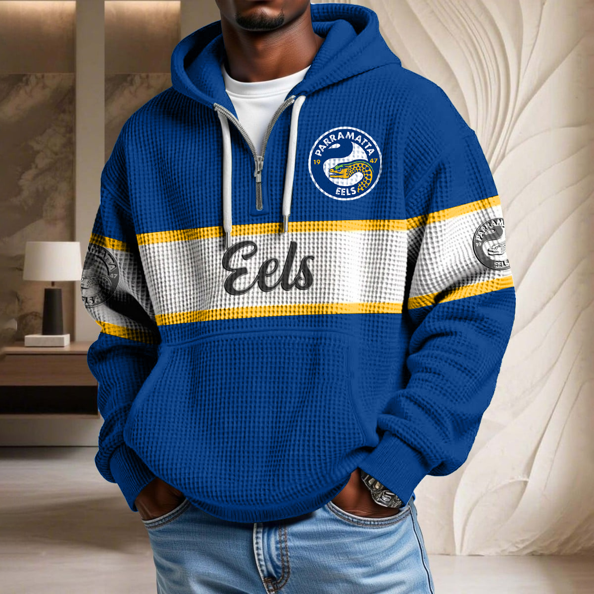 NRL x EELS Rugby Team Waffle Half Zip Hoodie HLP HLPHUONG