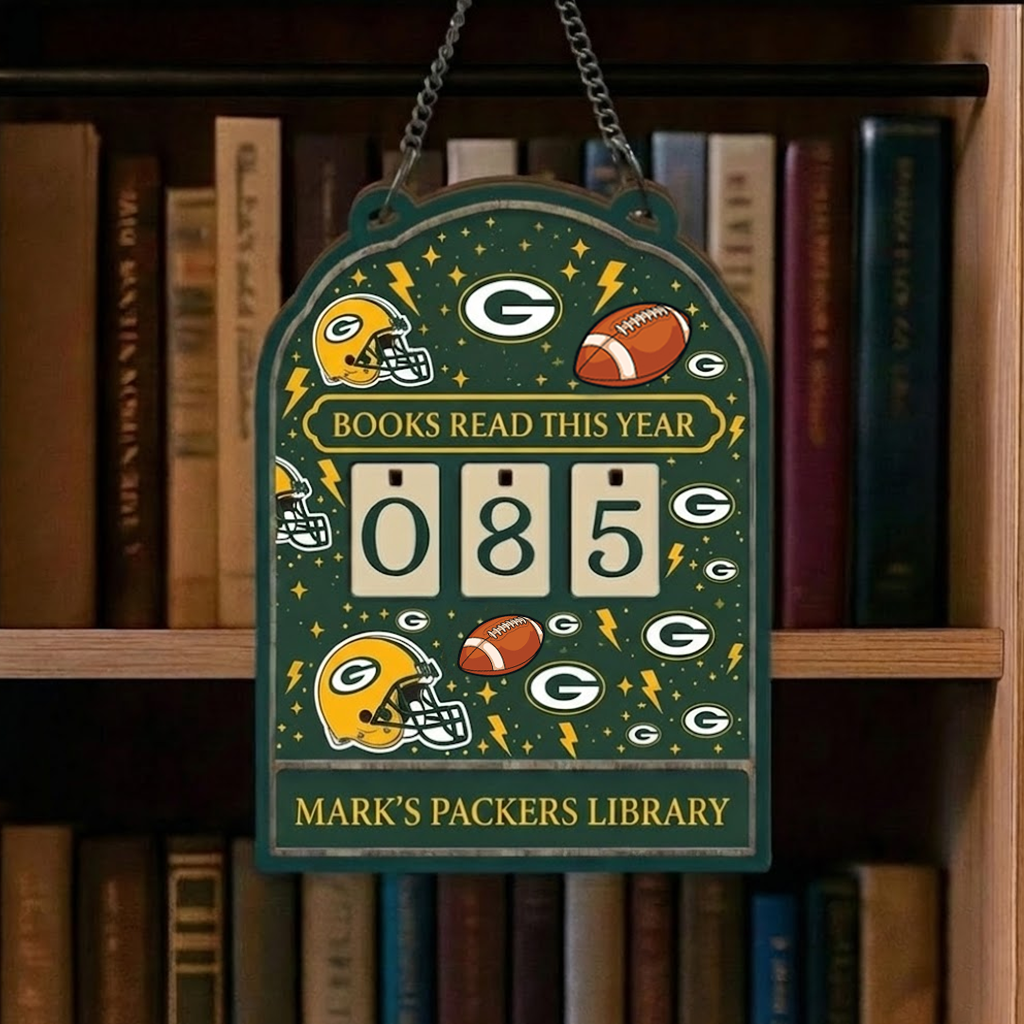 NFL x GB Personalized Wooden Book Tracker HLP HLPHUONG