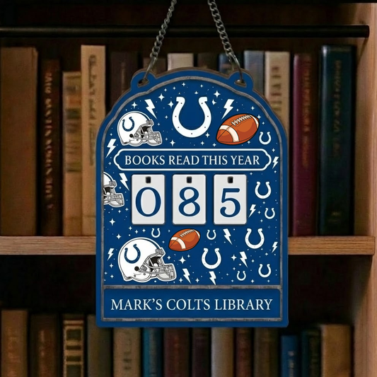 NFL x IND Personalized Wooden Book Tracker HLP HLPHUONG