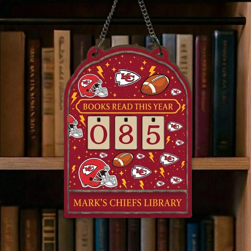 NFL x KC Personalized Wooden Book Tracker HLP HLPHUONG