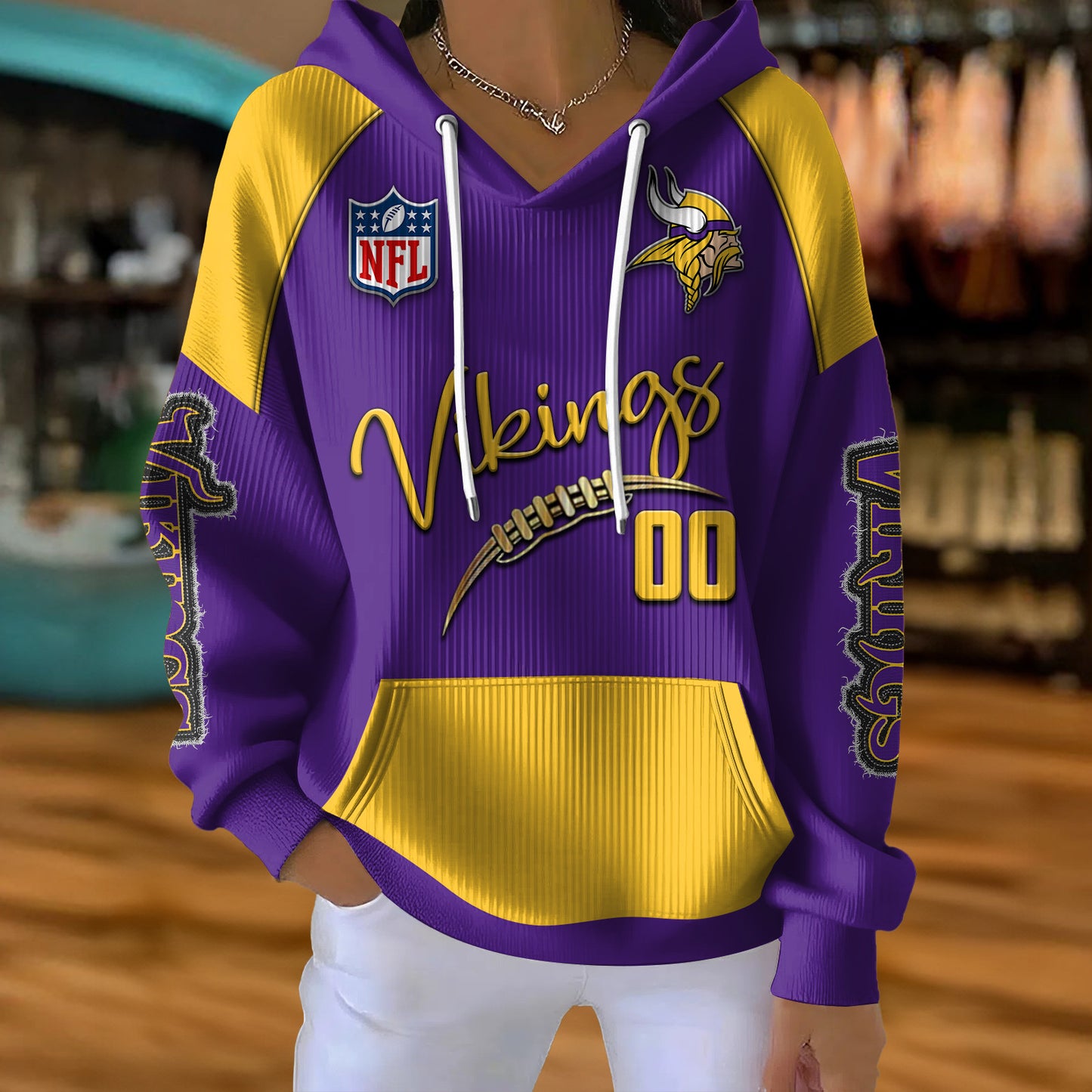NFL x MIN Football Women's Hooded Sweater HLP HLPHUONG