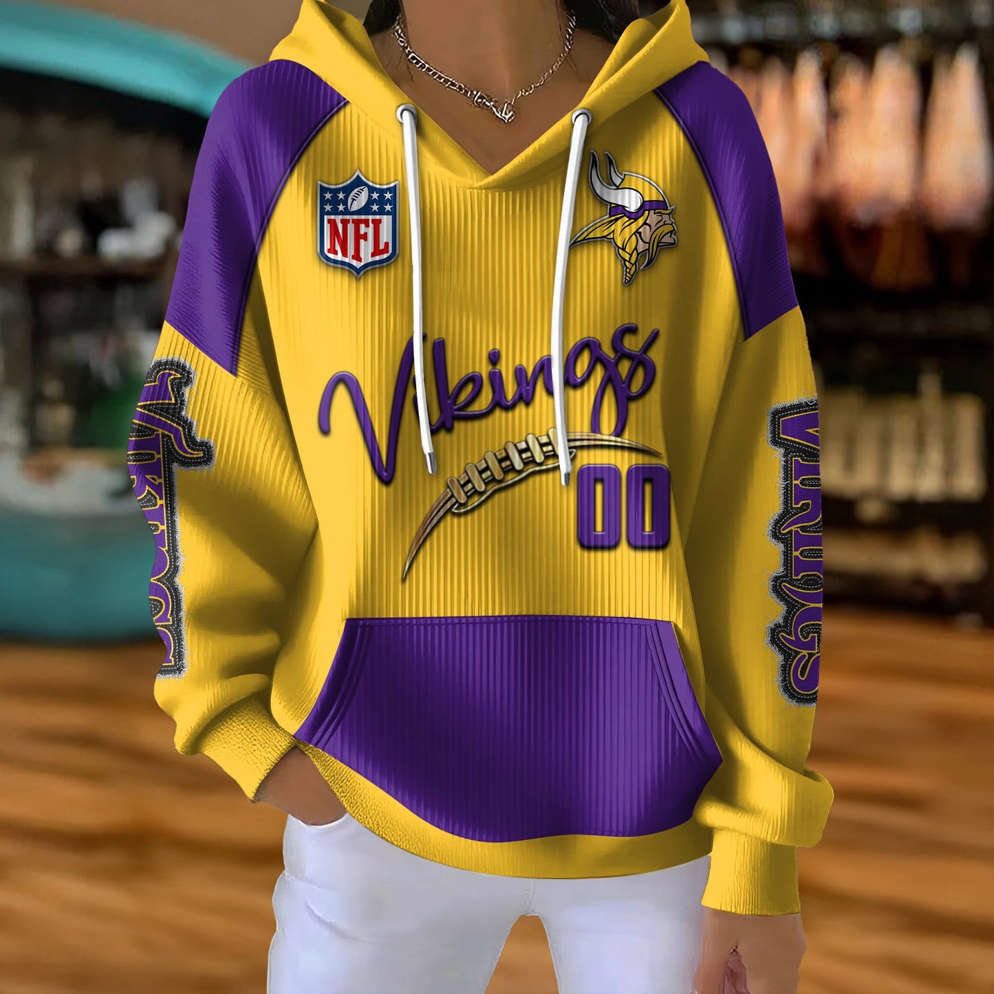 NFL x MIN Football Women's Hooded Sweater HLP HLPHUONG