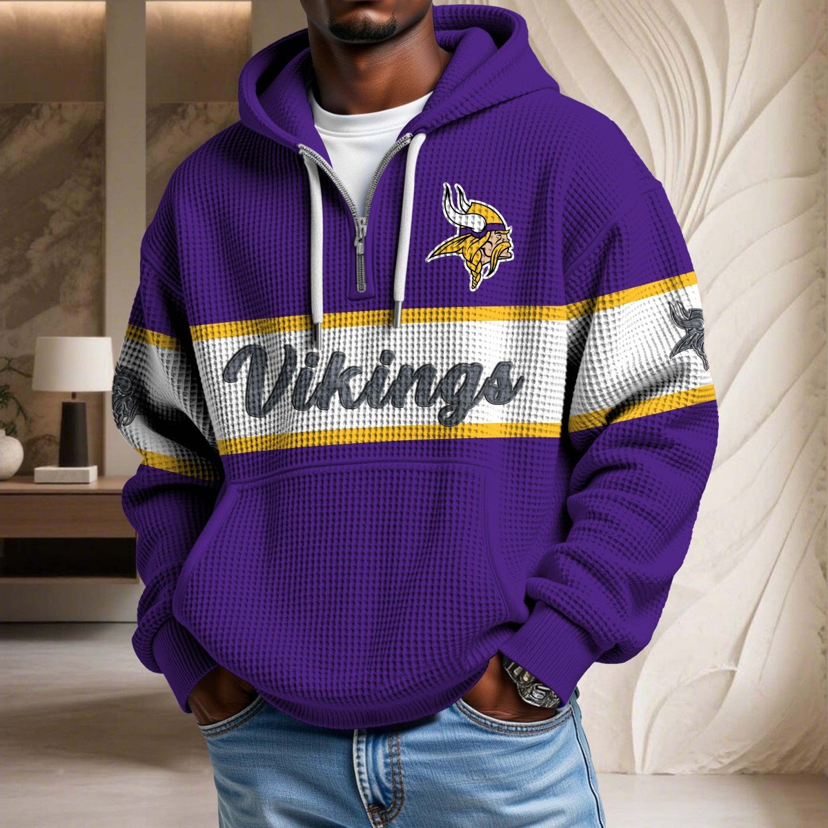 NFL x MIN Waffle Half Zip Hoodie HLP HLPHUONG