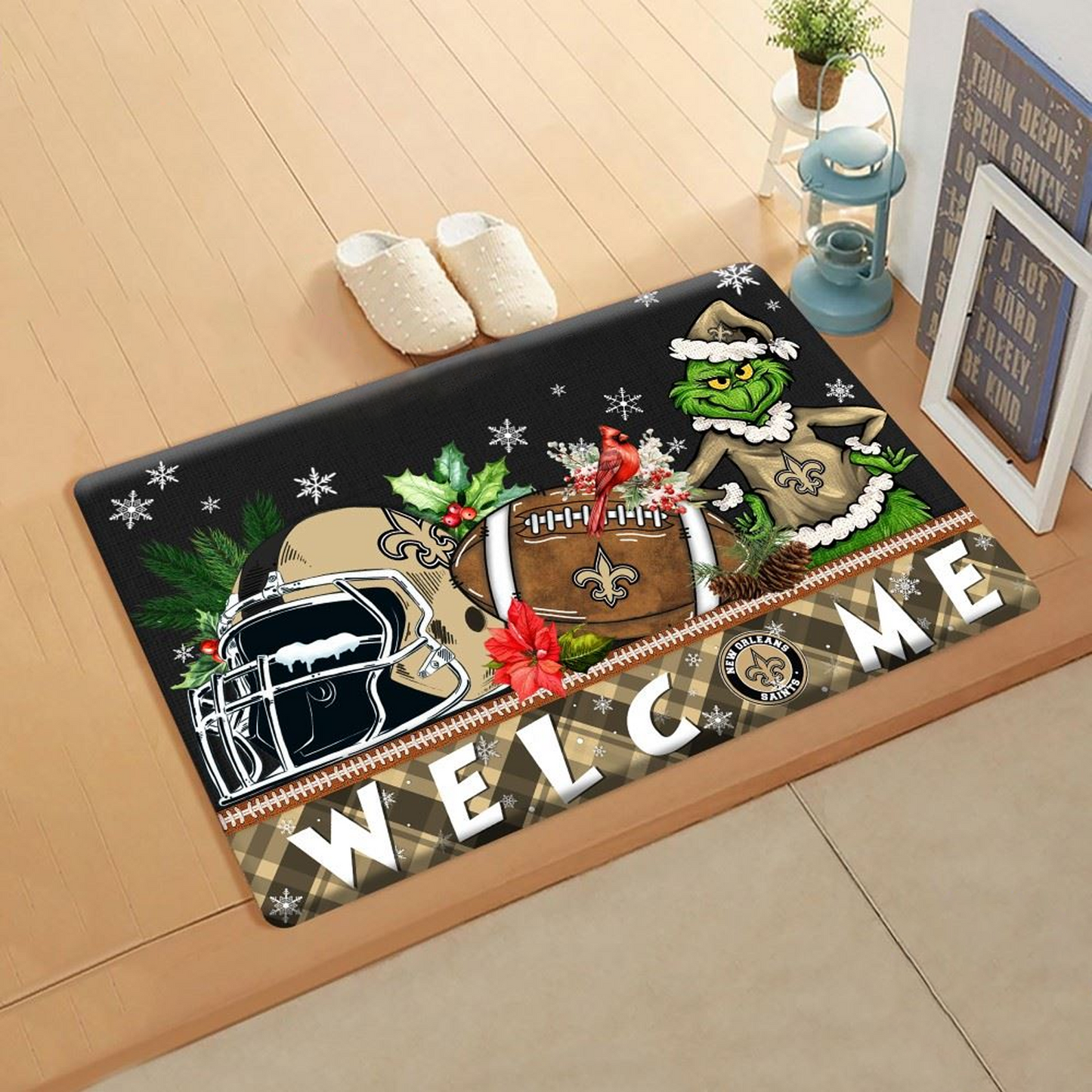 NFL x NO Doormat Grinch Christmas Welcome FOOTBALL NDT TDT